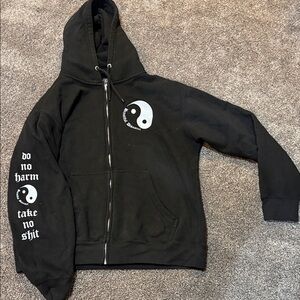 Beautiful Disaster Black Yin Yang Zip-Up Hoodie